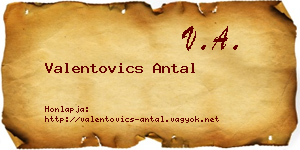 Valentovics Antal névjegykártya